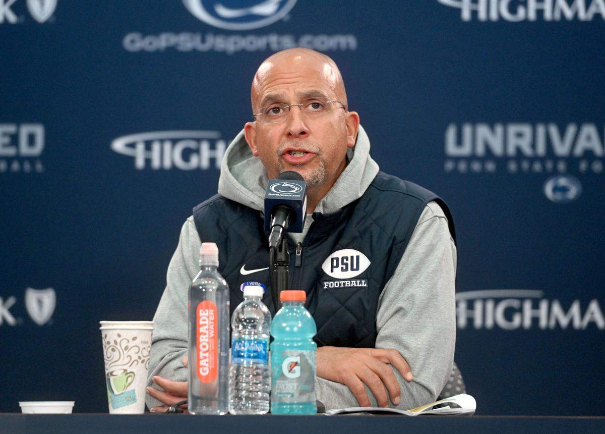 Penn State football coach James Franklin answers questions during his press conference on Monday, Oct. 28, 2024.