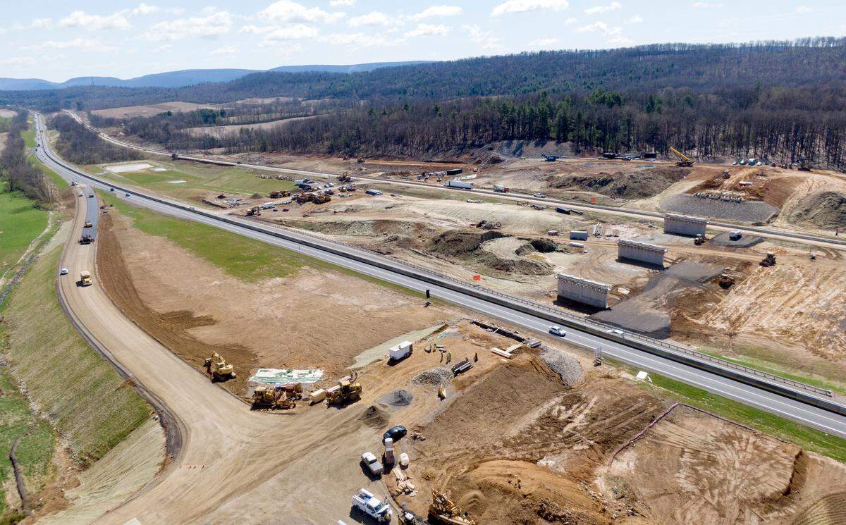 Construction continues for the new state Route 26 and Interstate 80 local interchange on Friday.