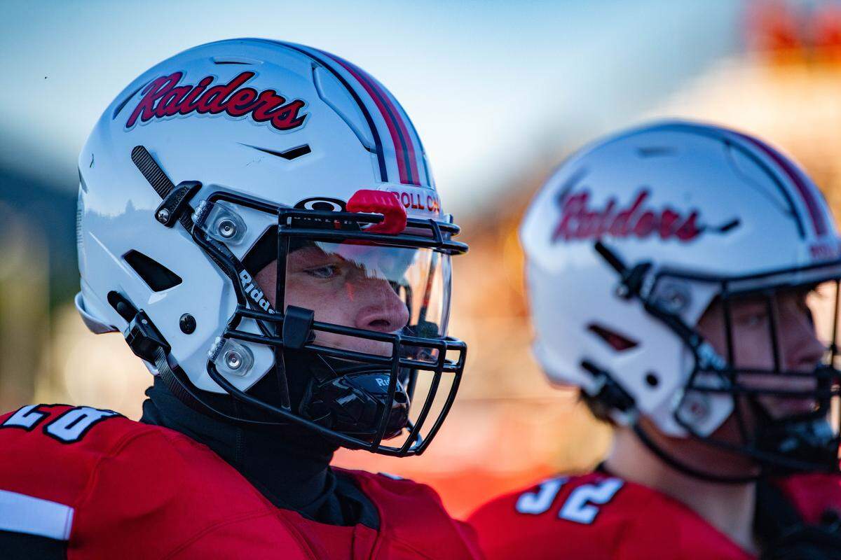 Jackson Long stands for the coin toss at Rogers Stadium in Bellefonte on Friday, Aug. 22, 2025. The Red Raiders beat Tyrone 21-20.