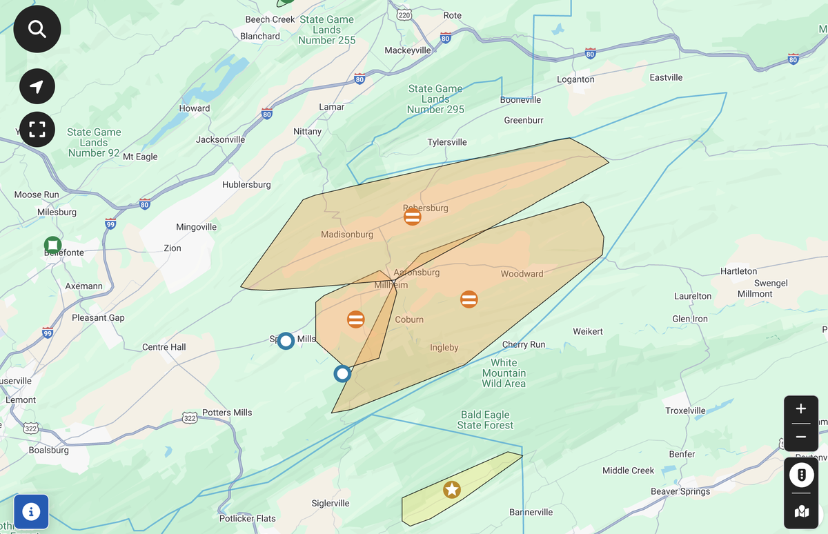 West Penn Power reports nearly 2,800 Centre County customers are without electricity Friday afternoon.