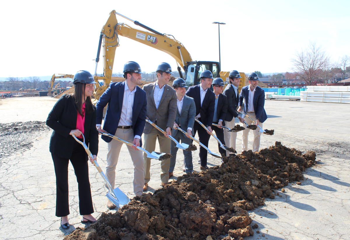 Stakeholders participate in a ceremonial groundbreaking Thursday at the site of the Retreat at Westerly, located at 462 Westerly Plaza in State College Borough.