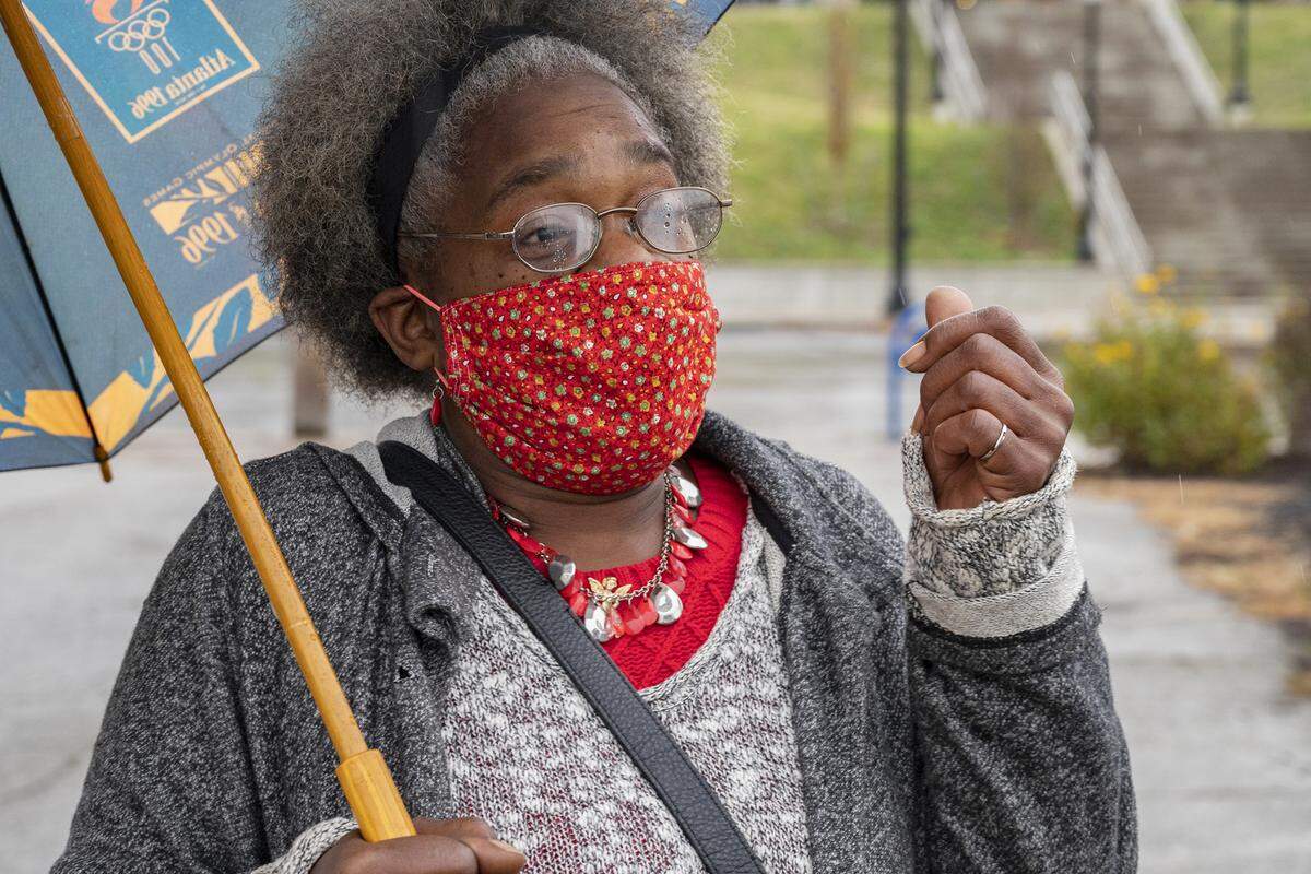 March Gans says she has relied on the Free Store for food since injuring herself and losing her job.