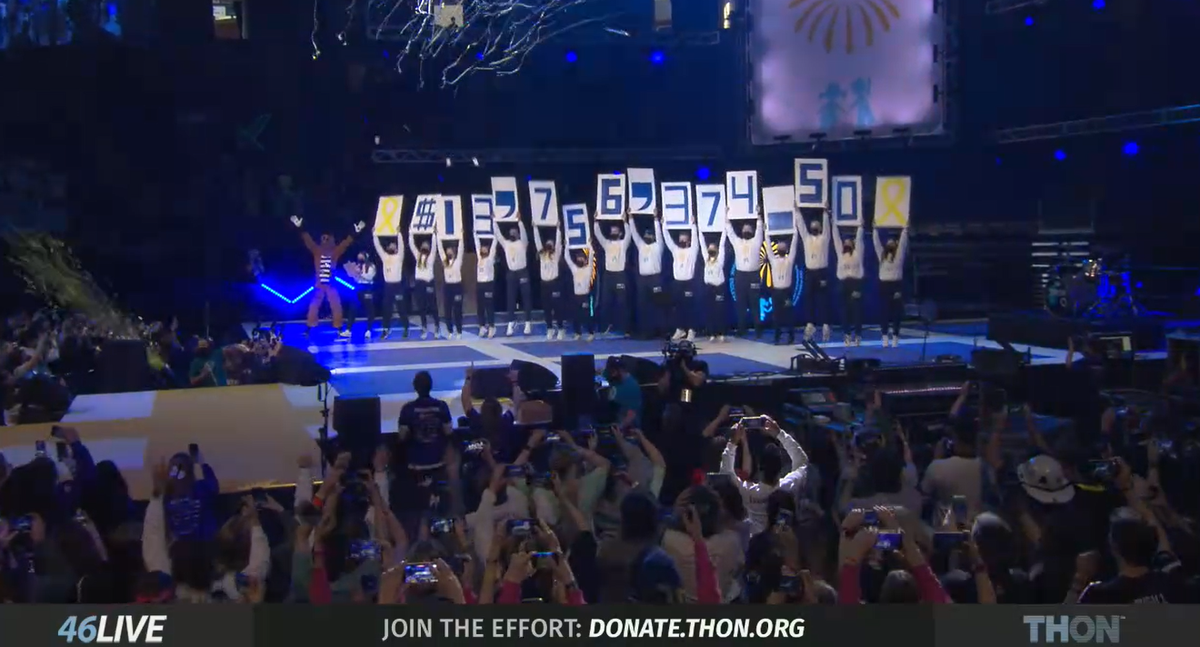 The Penn State IFC/Panhellenic Dance Marathon reveals a record fundraising total on Sunday.