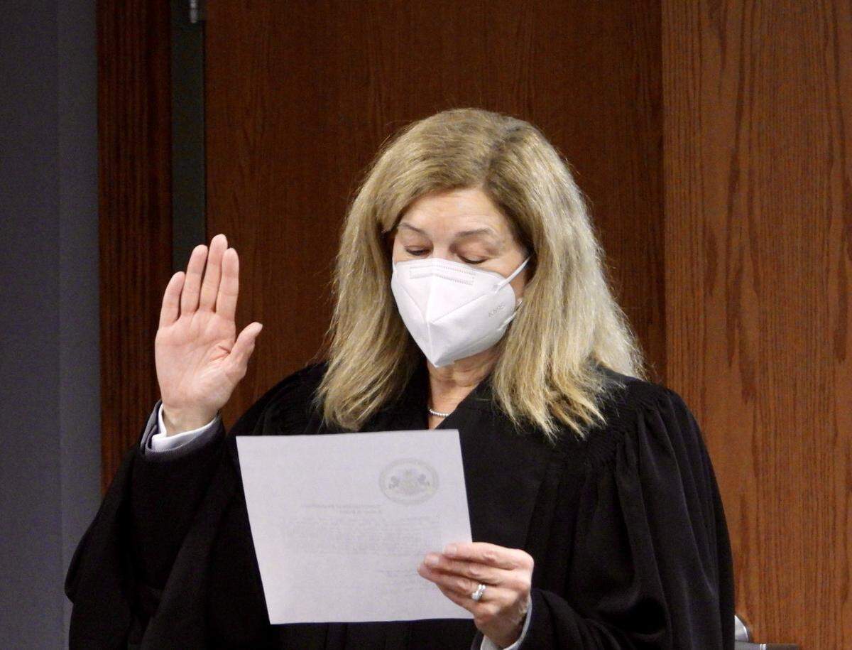 Judge Pamela Ruest, the first female president judge of the Centre County Court of Common Pleas, led the swearing-in ceremony Monday for Ferguson Township supervisors, which is now an all-female board.