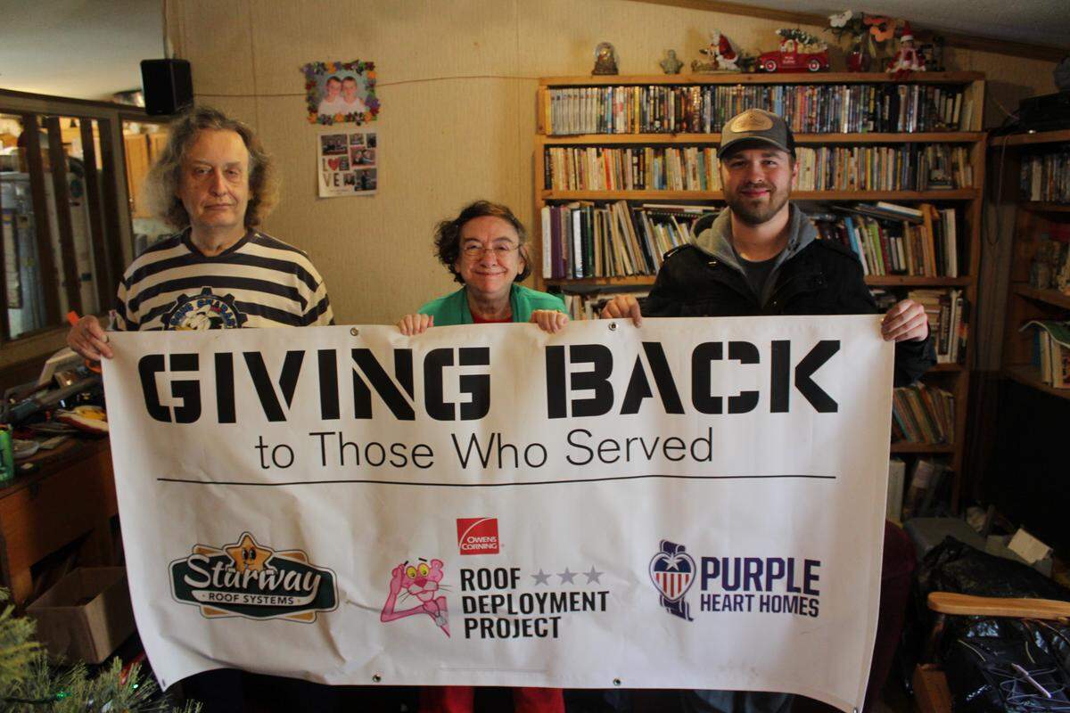 From left, U.S. Army veteran Thomas Sharpe, Cheryl Sharpe and Starway Content Manager Zan Schober.