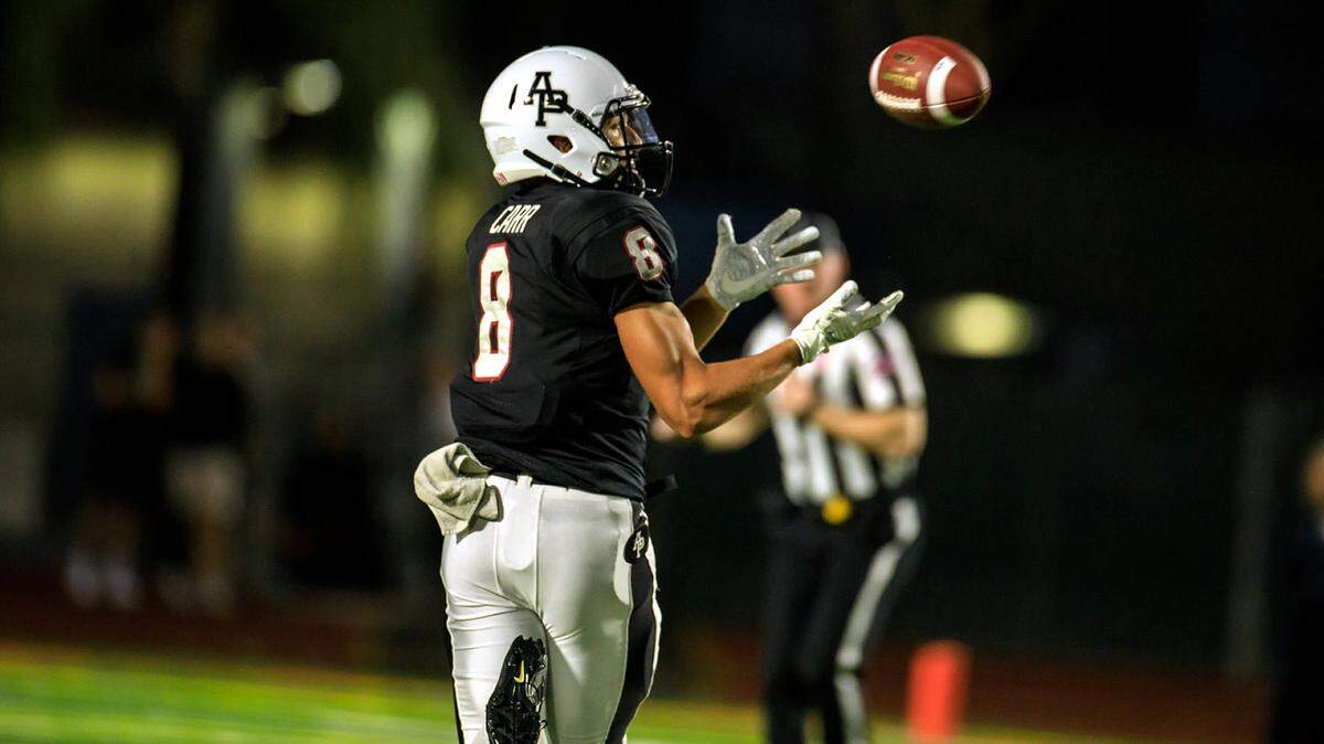 Wide receiver Weston Carr, who transferred to Penn State over the weekend, focuses as he hauls in a catch for Azusa Pacific. Carr was an All-American receiver at the Division II program.