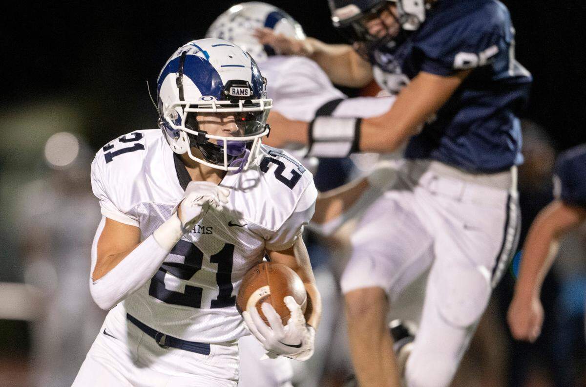 Penns Valley’s Ty Watson cuts down the field with the ball during the game against Philipsburg-Osceola on Friday, Sept. 30, 2022.