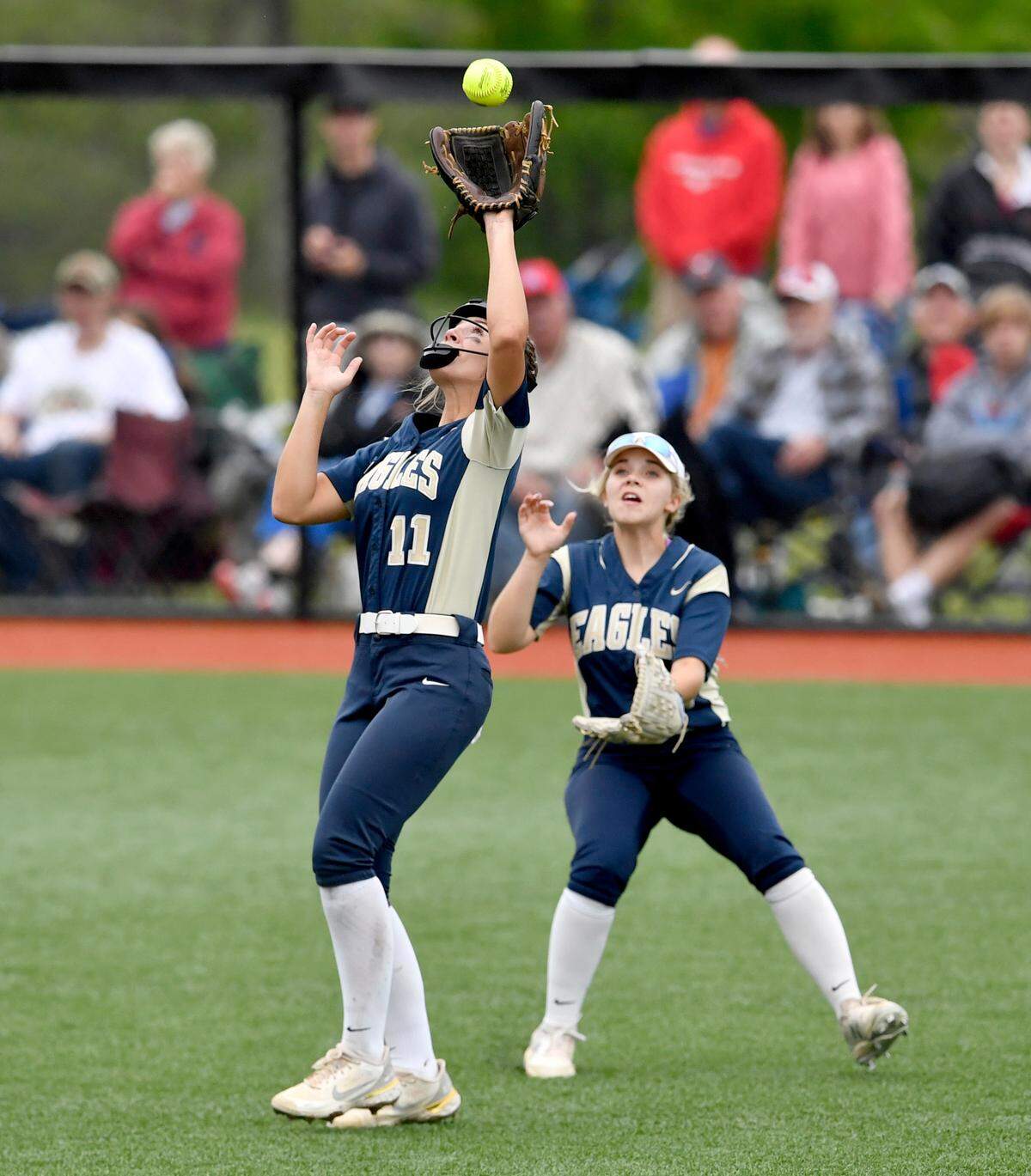 Bald Eagle Area’s Maddie Perry makes a catch during the District 6 AAA game against Cambria Heights on Wednesday, June 2, 2021 at St. Francis.