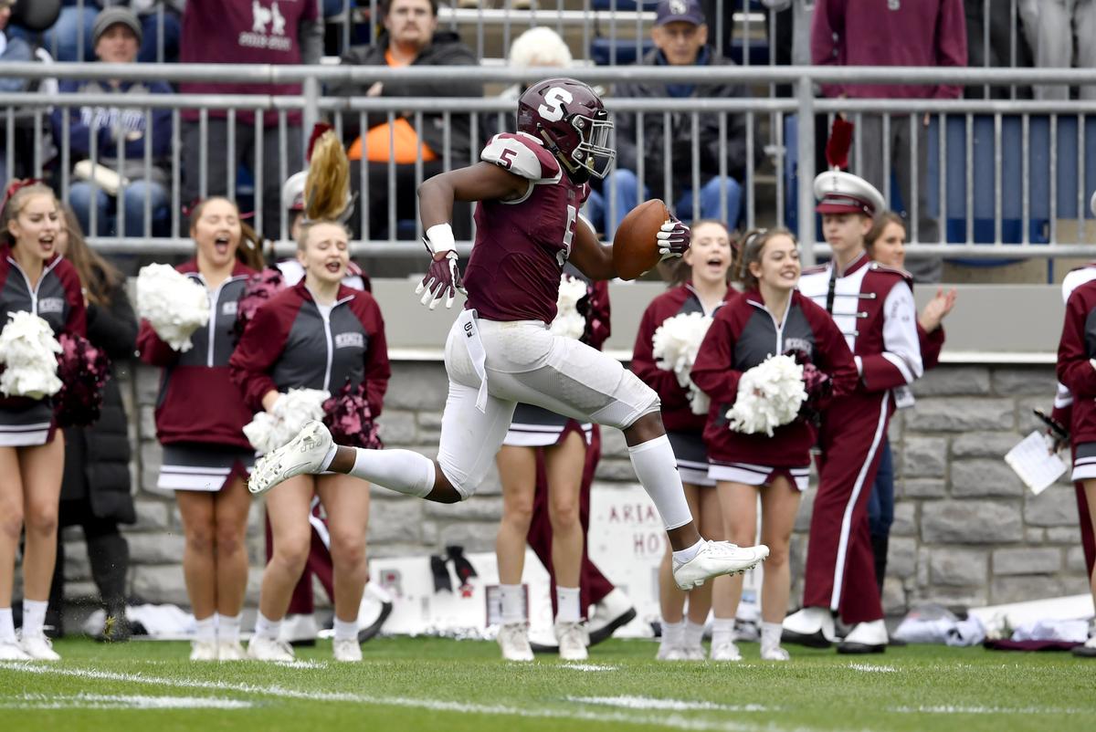 State College’s Isaiah Edwards runs in for a touchdown during the game against Cumberland Valley at Beaver Stadium Classic on Saturday, Oct. 26, 2019.