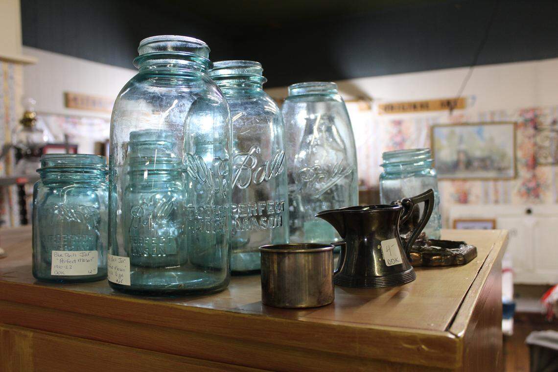 Mason jars for sale at The Great Mish Mosh on March 12, 2026.