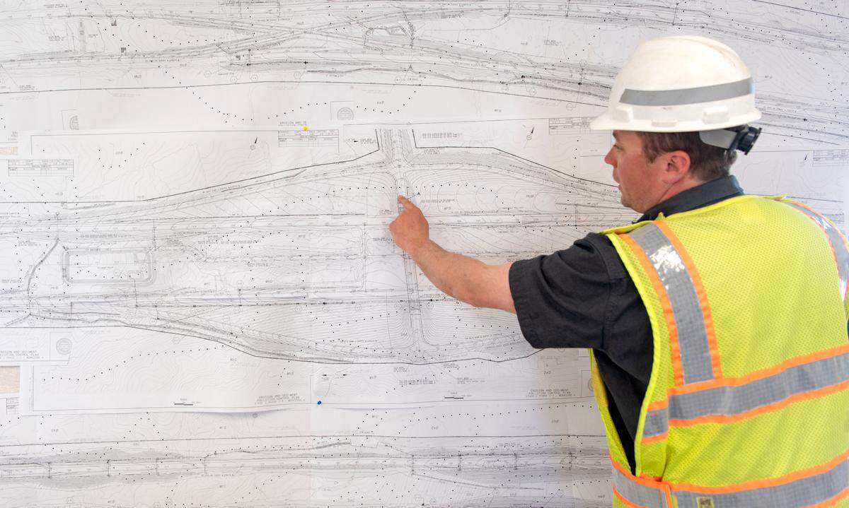 PennDOT Inspector Peter Hall talks about the state Route 26 and Interstate 80 local interchange construction on Friday, April 22, 2022.