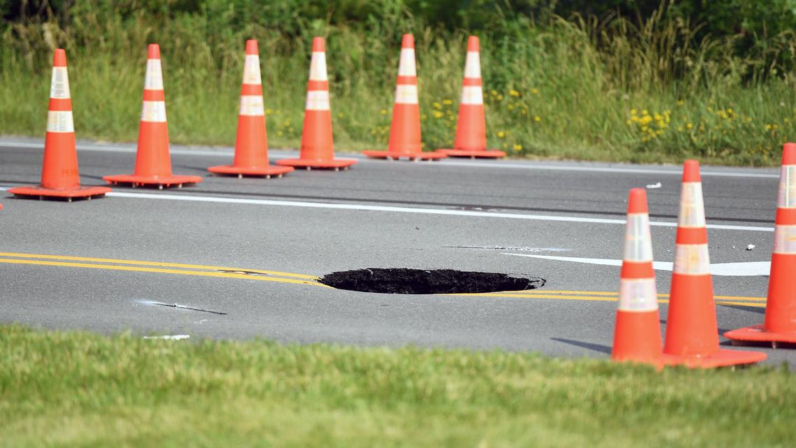 A part of East College Avenue near the Nittany Mall is closed Sunday due to a sinkhole.