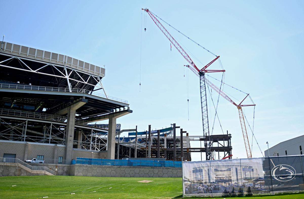 Construction on the west side of Beaver Stadium on Wednesday, April 23, 2025.