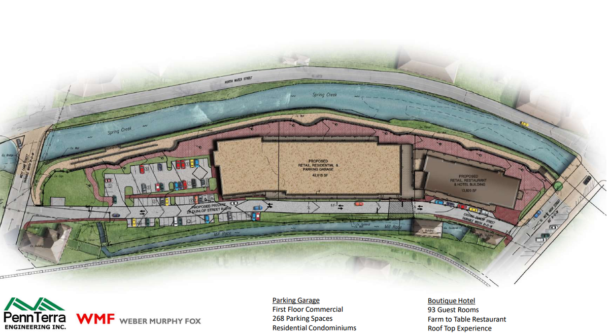 The new design of the Bellefonte Waterfront Project, provided by Laucks Architects, P.C.