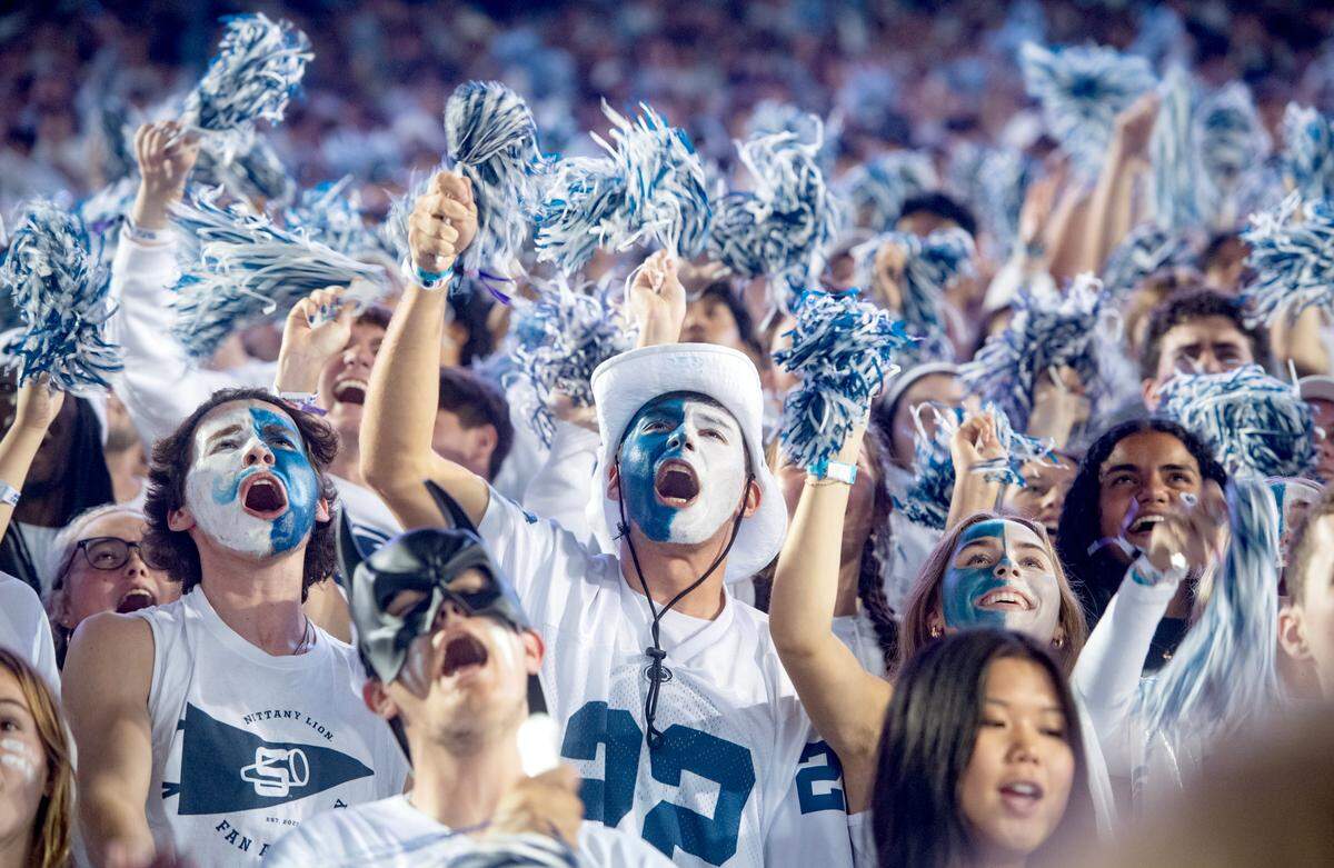 Penn State fans cheer during the game against Illinois on Saturday, Sept. 28, 2024.