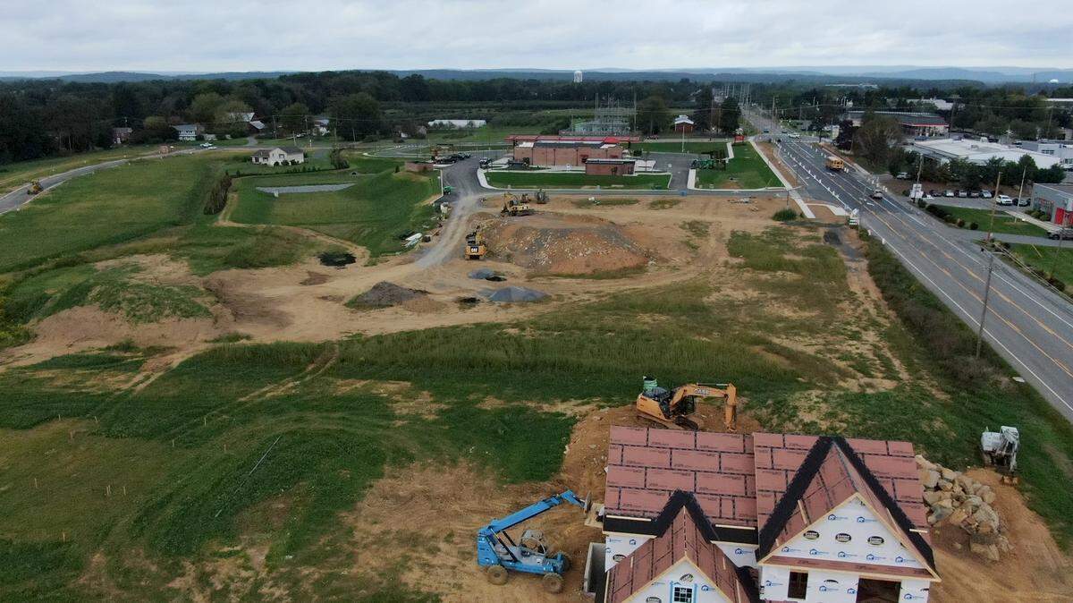 Construction on a Sheetz and a model home for Orchard View off of West College Avenue is pictured in September 2021.