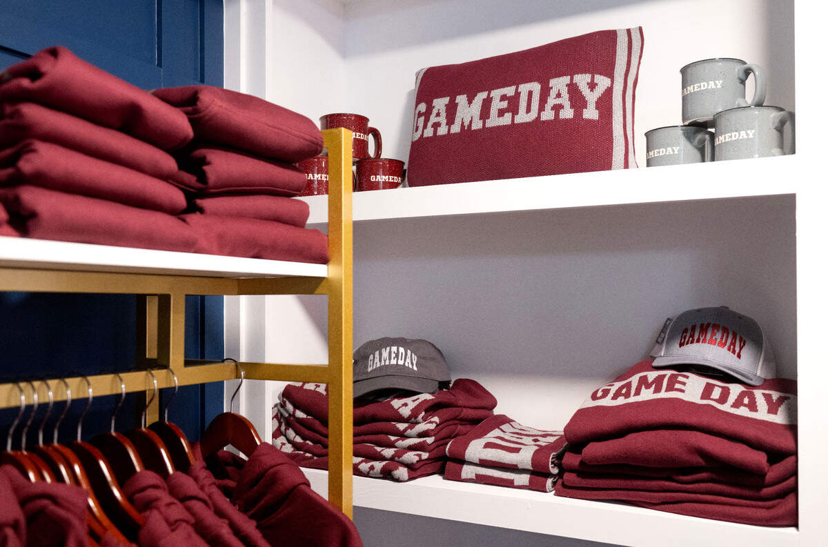 A display of gameday apparel in State High colors at Town Pride at 240 E. Calder Way on Monday, March 17, 2025.