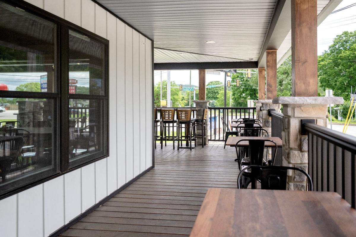 Outdoor seating at The Junction 144 on South Eagle Valley Road.