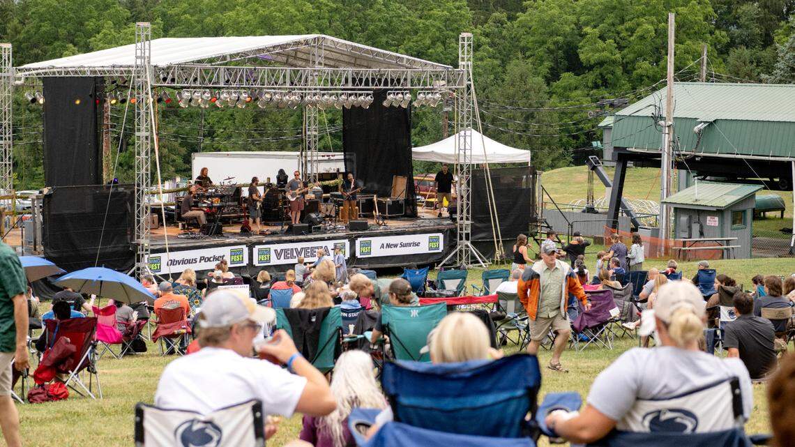 The crowd starts to fill in as Obvious Pocket plays at WingFest at Tussey Mountain on Thursday, Aug. 4, 2022. Tussey Mountain will host the “Mojofest Music Festival” this weekend. 