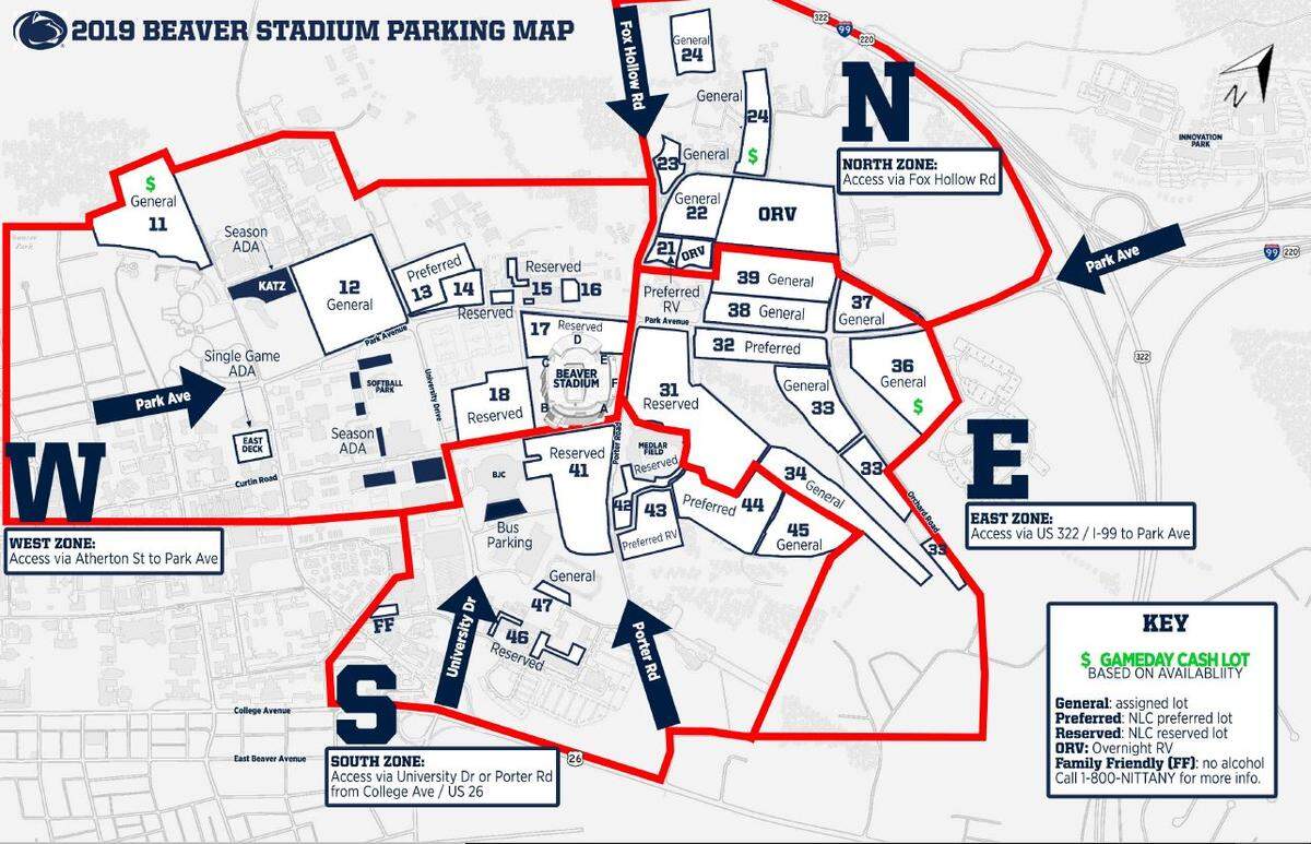 Penn State is implementing new traffic and parking changes this season, including a four-zone system and a one-way traffic pattern that starts four hours before kickoff.