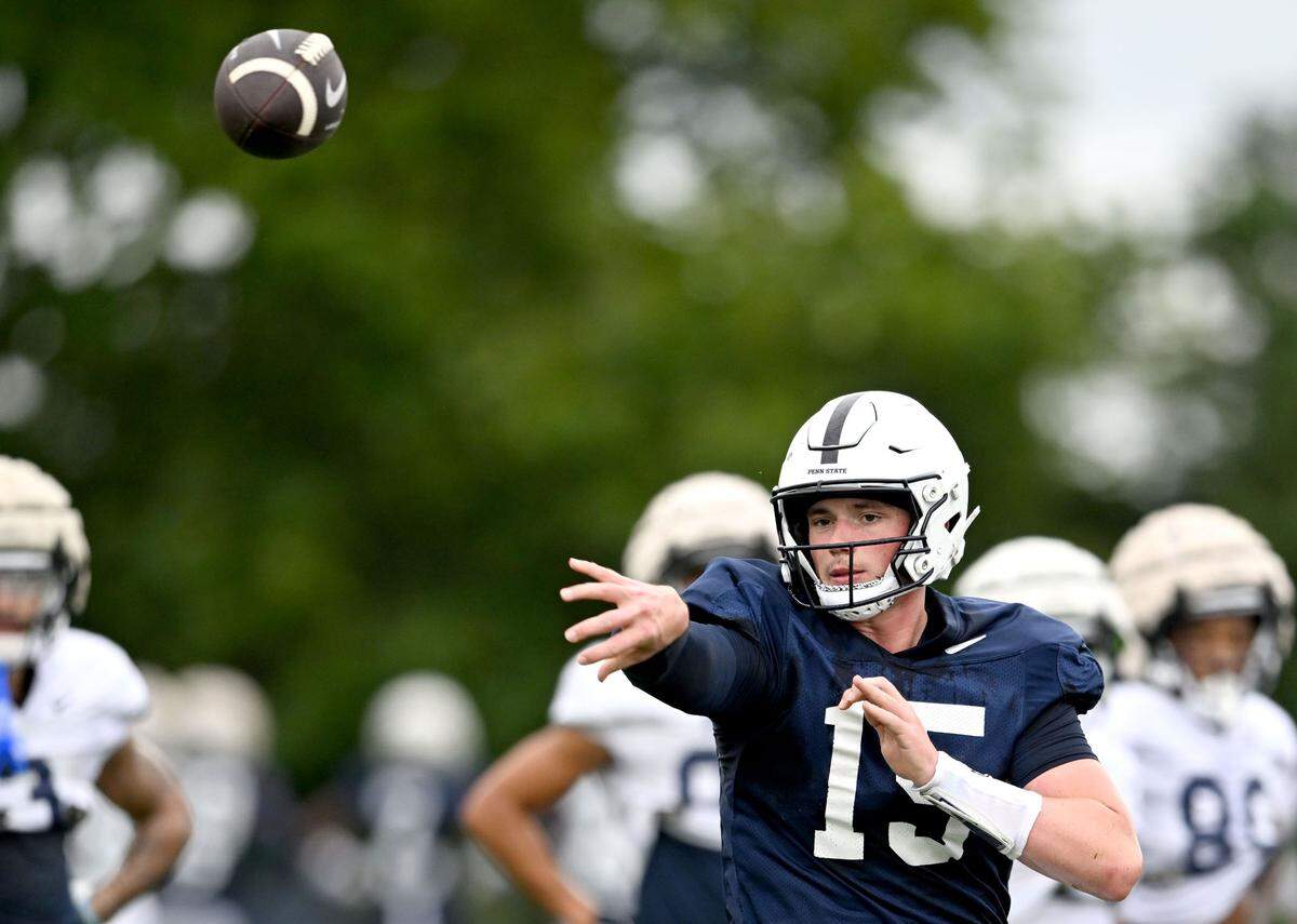 Penn State quarterback Drew Allar passed for 25 touchdowns and threw only two interceptions as a sophomore last season, his first year as a full-time starter.