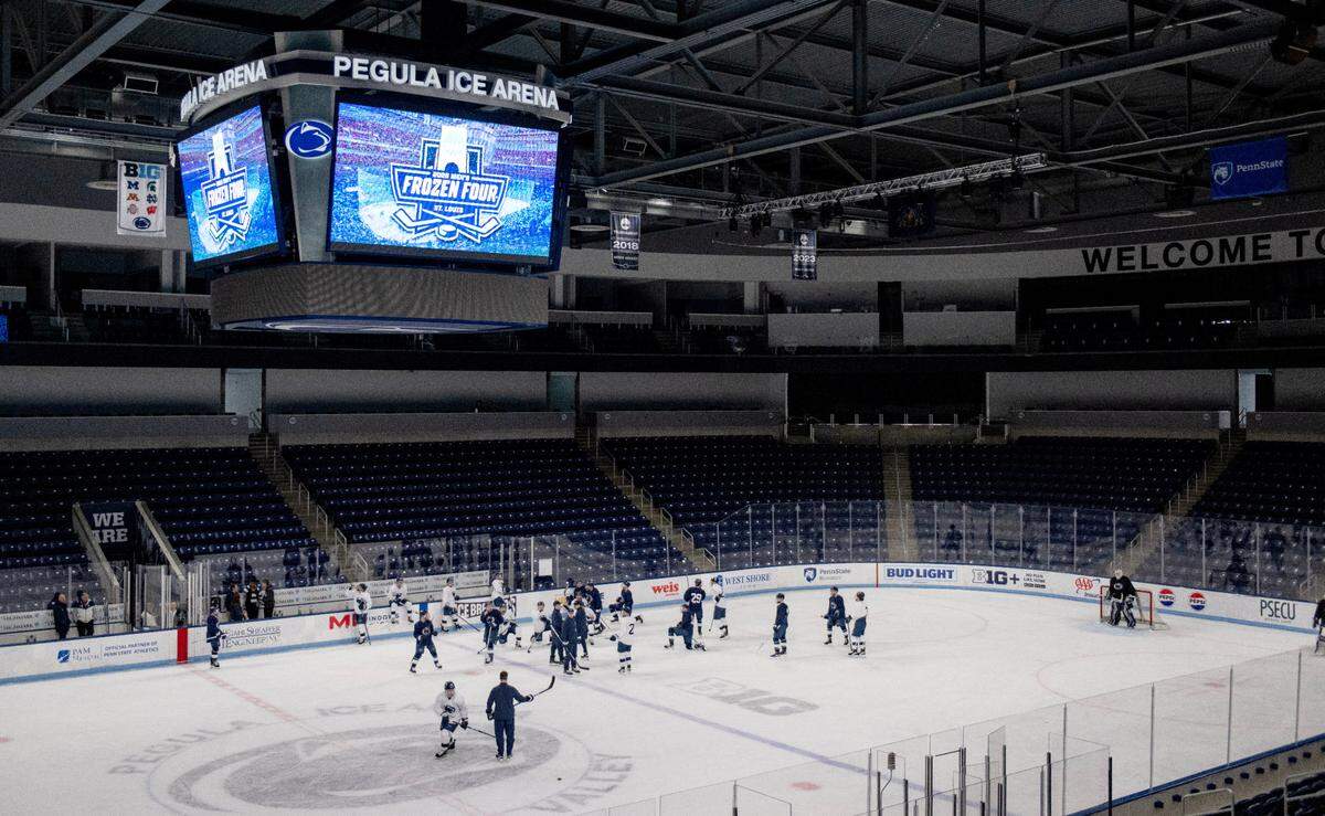 Penn State hockey practices for the Frozen Four on Monday, April 7, 2025 at Pegula Ice Arena.