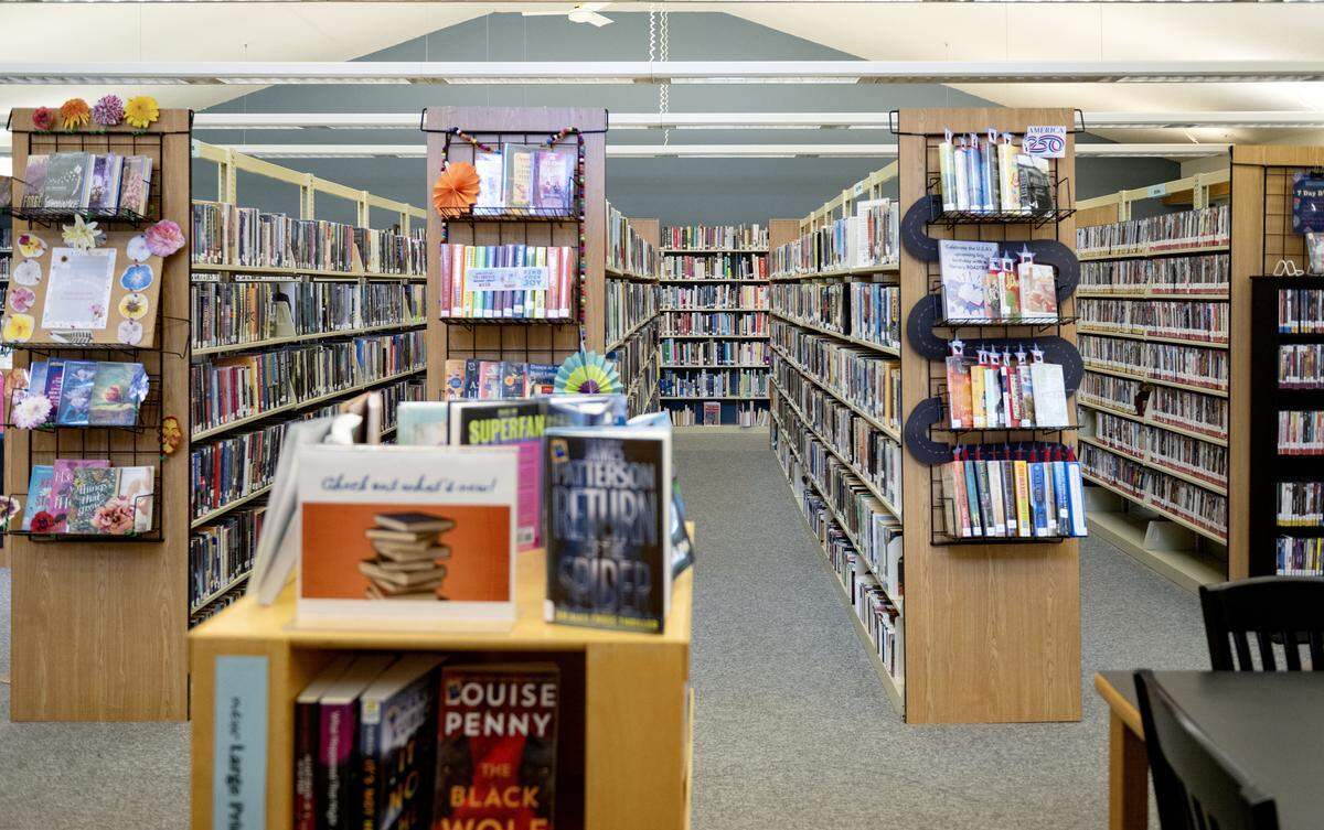 The Centre Hall library is pictured on Tuesday, April 14, 2026. The back wall will be knocked down to expand the building with a conference room and more. 