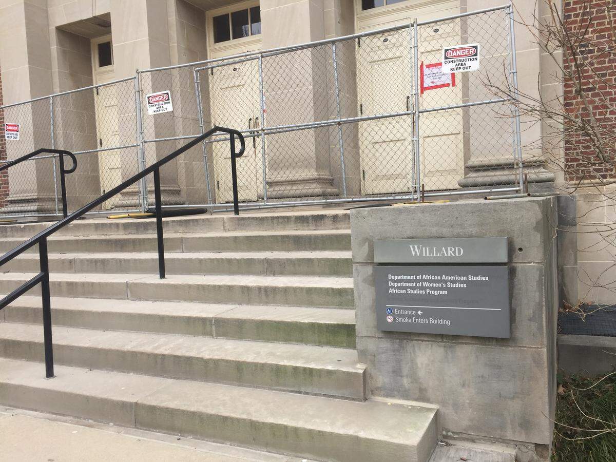The Pollock Road entrance to the Willard Building is currently closed due to the ongoing renovation process to accommodate a consolidation of space and include an upgraded, state-of-the-art media center for the Donald P. Bellisario College of Communications.