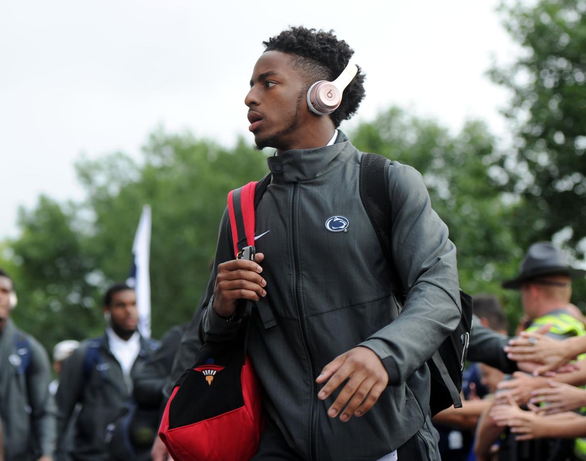 Penn State wide receiver KJ Hamler arrives for the Penn State vs. Kent State game Saturday, Sept. 15, 2018 at Beaver Stadium.
