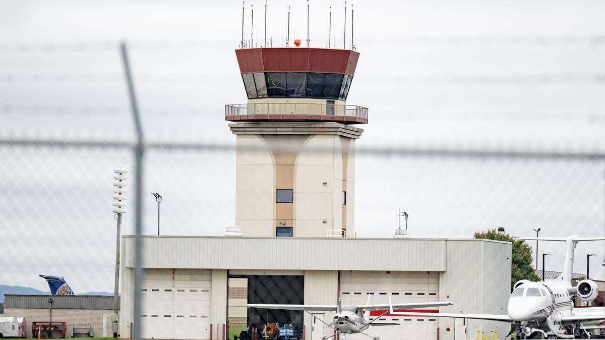 The air traffic control tower at State College Regional Airport on Tuesday, Oct. 14, 2025.