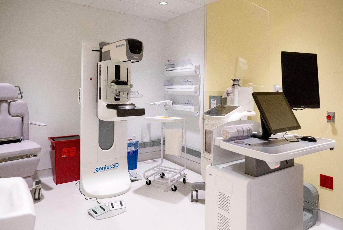 The stereotactic breast biopsy exam room at Penn Highlands State College on Thursday, June 6, 2024.