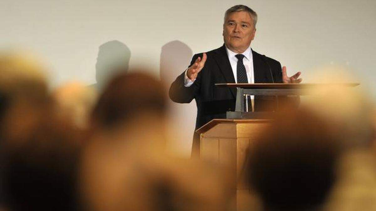 Penn State president Eric Barron addresses the Penn State Board of Trustees during their meeting at the Penn Stater Conference Center Hotel on Friday. Barron said the university needs to do more to capitalize on its research and inventions.
