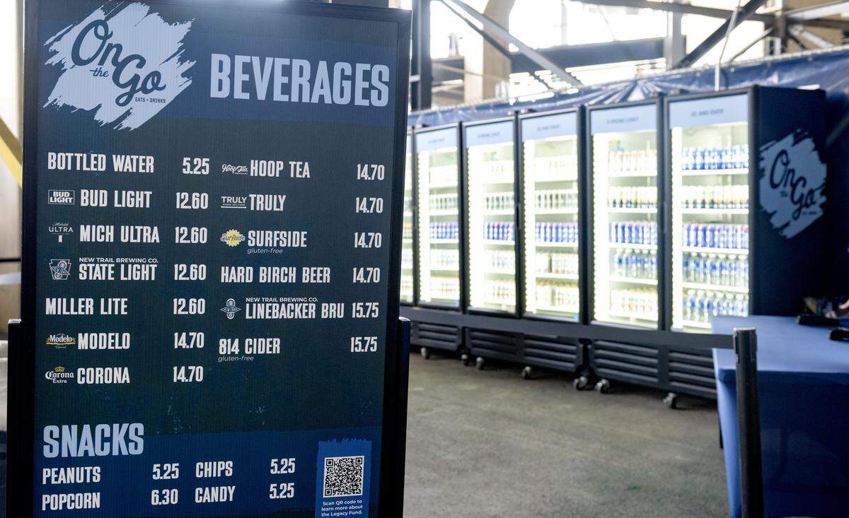Alcoholic beverage options at Beaver Stadium on Saturday, Aug. 30, 2025.  
