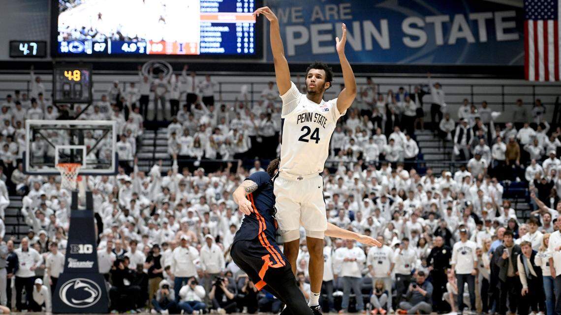 Penn State men’s basketball upsets No. 12 Illinois in emotional victory at Rec Hall
