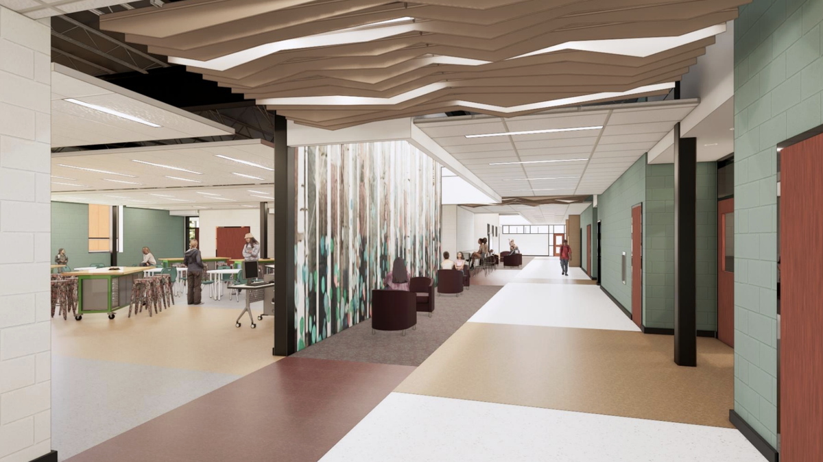 This rendering shows a “student street” planned for the new Park Forest Middle School.