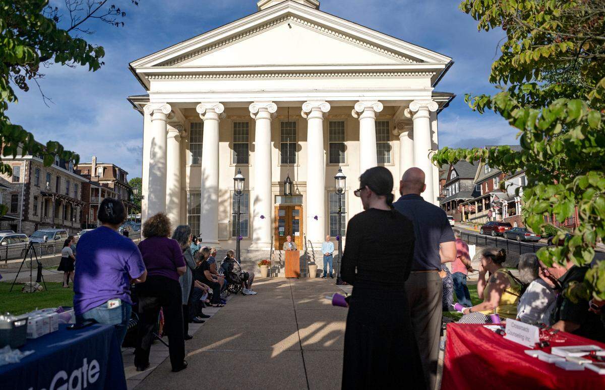 Centre County HOPE Initiative held a candlelight remembrance ceremony for those who have died from drug overdoes on Wednesday, Aug. 30, 2023 outside of the Centre County Courthouse.
