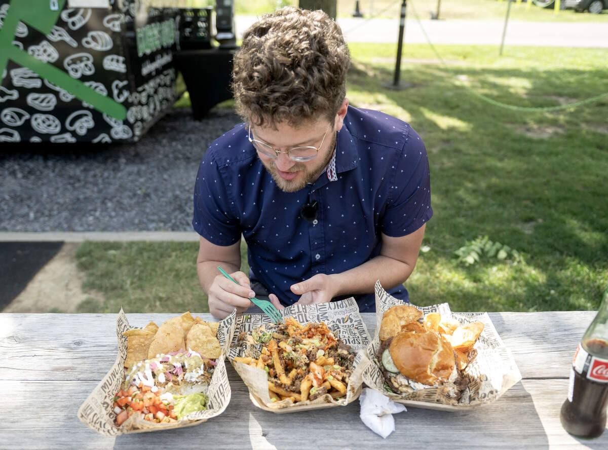 Centre Daily Times reporter Jacob Michael tries the carnitas bowl, the beef bulgogi fries and a double down south smash burger from Dubbs Grub on Thursday, June 18, 2026.