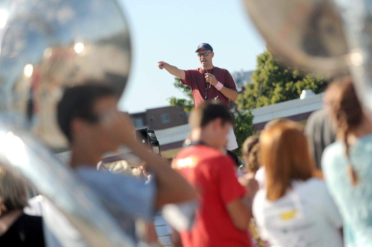 For decades, State College Area’s marching band practiced in the South Parking Lot — as seen here in this 2011 photo — until construction for the new high school eliminated the spot. The band’s new spot, at the South Track Facility, is what’s irking some neighbors.