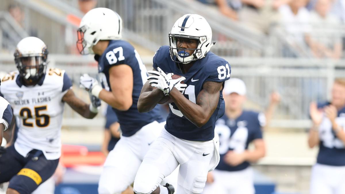 Penn State wide receiver Cam Sullivan-Brown scores a touchdown during a game against Kent State Saturday, Sept. 15, 2018 at Beaver Stadium.