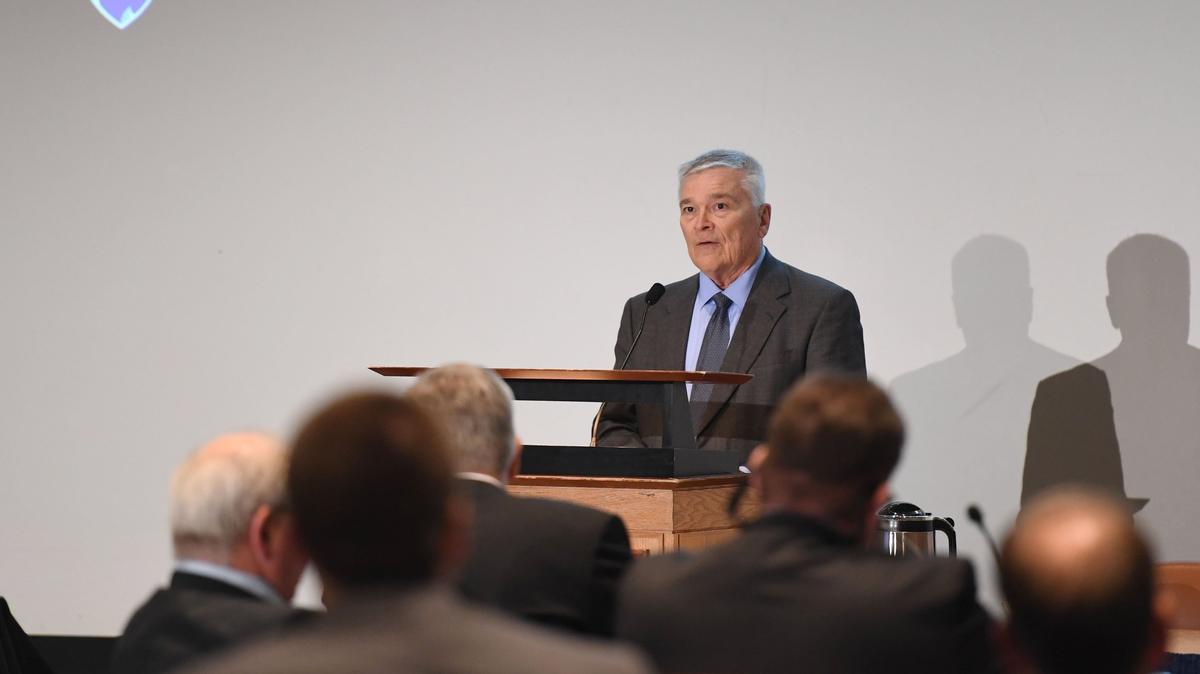 President Barron speaks during the Penn State Board of Trustees meeting Friday, Sept. 14, 2018, at the Penn Stater Conference Center Hotel.