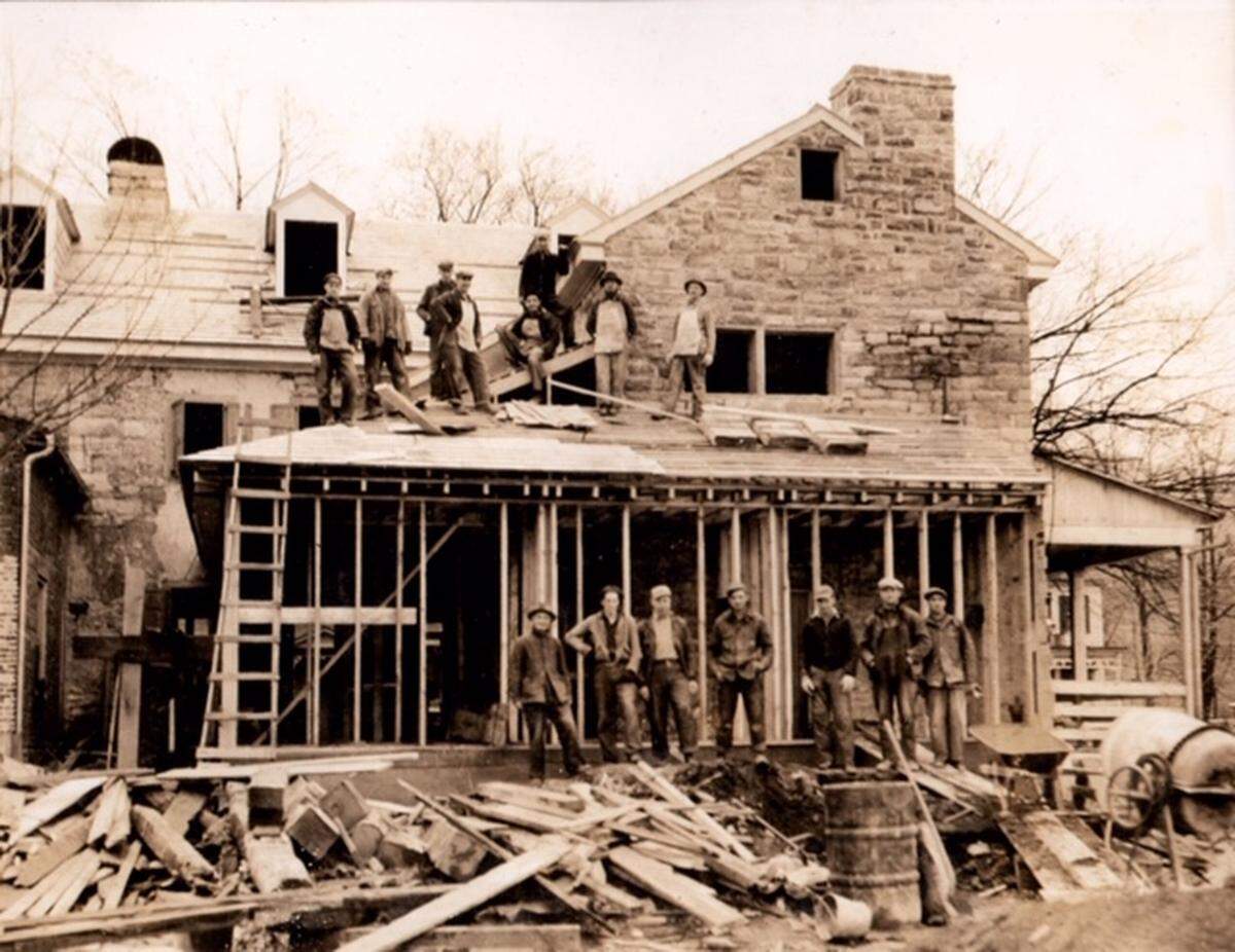 Reconstruction work was performed at the Boalsburg Tavern in 1937 after a fire ravaged much of the building three years prior.