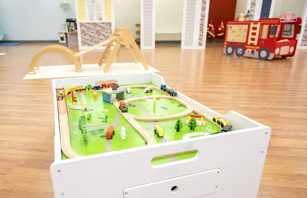 A train table at Little Lions Play Den.