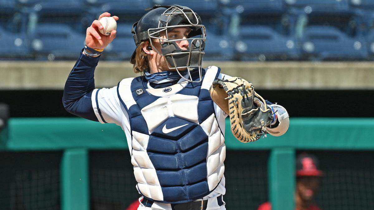 Penn State’s Matt Wood (14) against Rutgers on March 26, 2022. Penn State fell to Rutgers, 20-6.