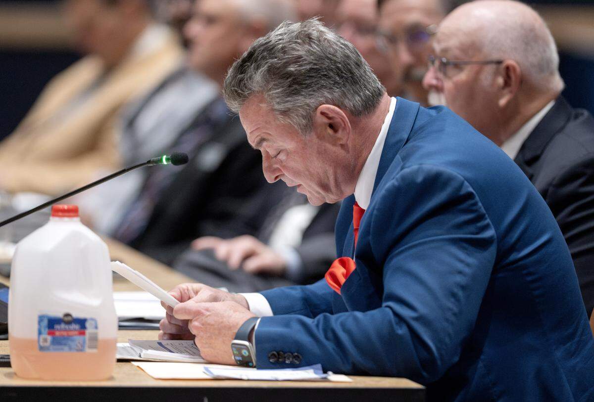 Anthony Lubrano shares his thoughts in his final meeting as an alumni elected board of trustee member during the Penn State Board of Trustees meeting on Friday, May 8, 2026.  