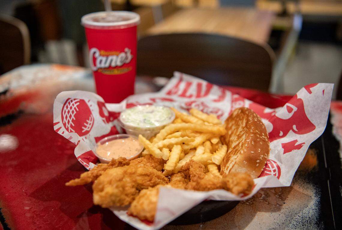 An order from the new Raising Cane’s Chicken Fingers on College Avenue on Monday, June 13, 2022.