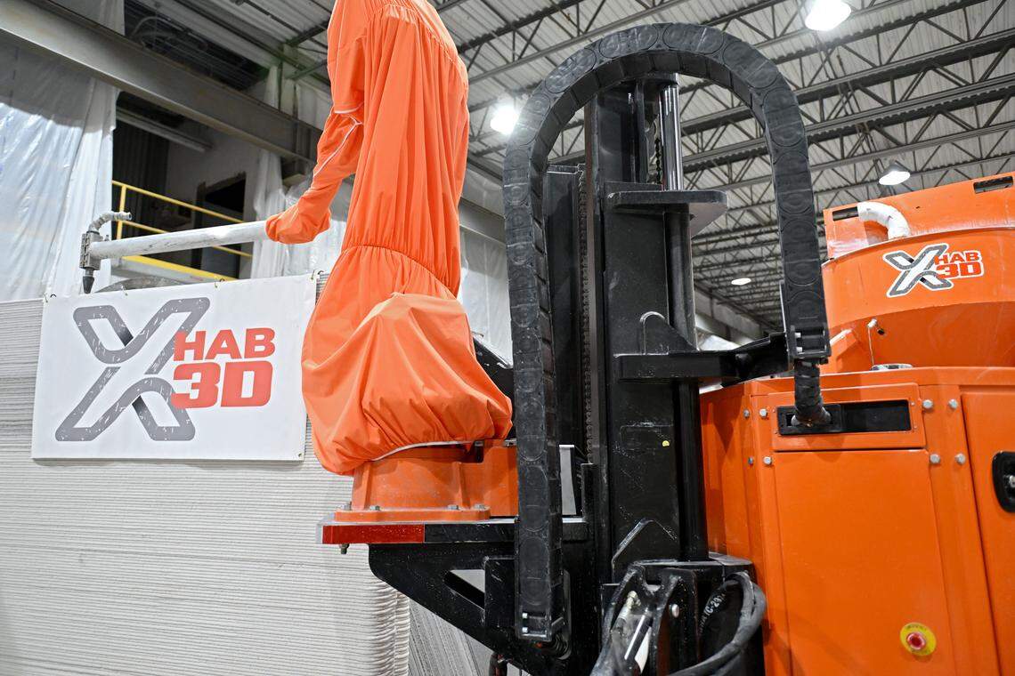 The Mobile Expeditionary 3D Printer (MX3DP) at  X-Hab 3D Concrete Printing on March 5, 2026. 