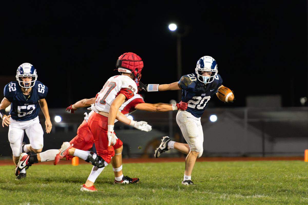 Penns Valley running Back Fletcher Ironside (20) runs with the ball during the high school football game against Central on Friday, Oct. 3, 2025, in Spring Mills, Pa.