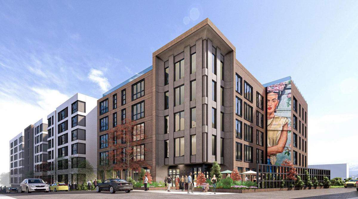 A rendering of what Core Spaces hopes its proposed apartment building will look like at 240 S. Pugh St.