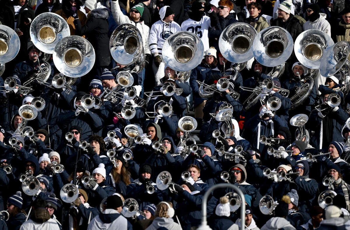 The Penn State Blue Band pumps up the crowd during the Penn State men’s hockey game against Michigan State at Beaver Stadium on Saturday, Jan. 31, 2026.
