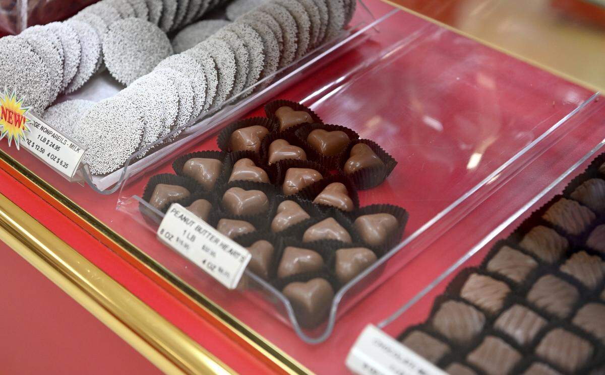 Peanut butter hearts at Gardners Candies.